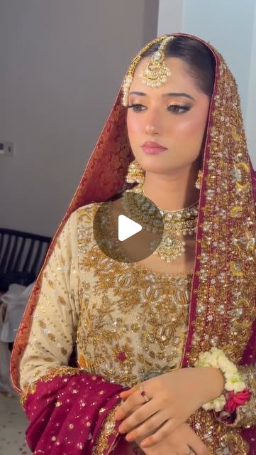 Gold and red bridal look by Manal Khan