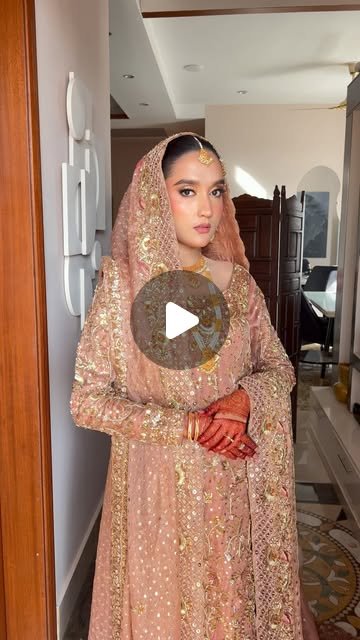 Pink nikkah look with henna by Manal Khan